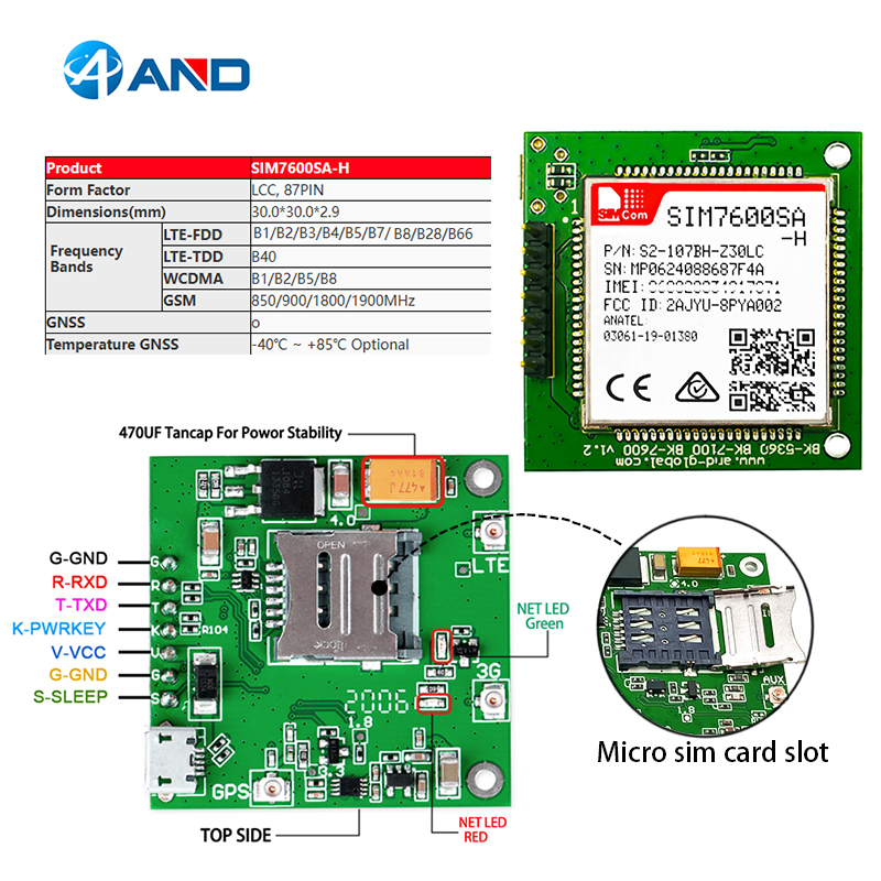 Lte Sim7600sa-h Sim7600 Breakout Board Lte Network Chile Testing Core Kits With 4g And Gps Antenna