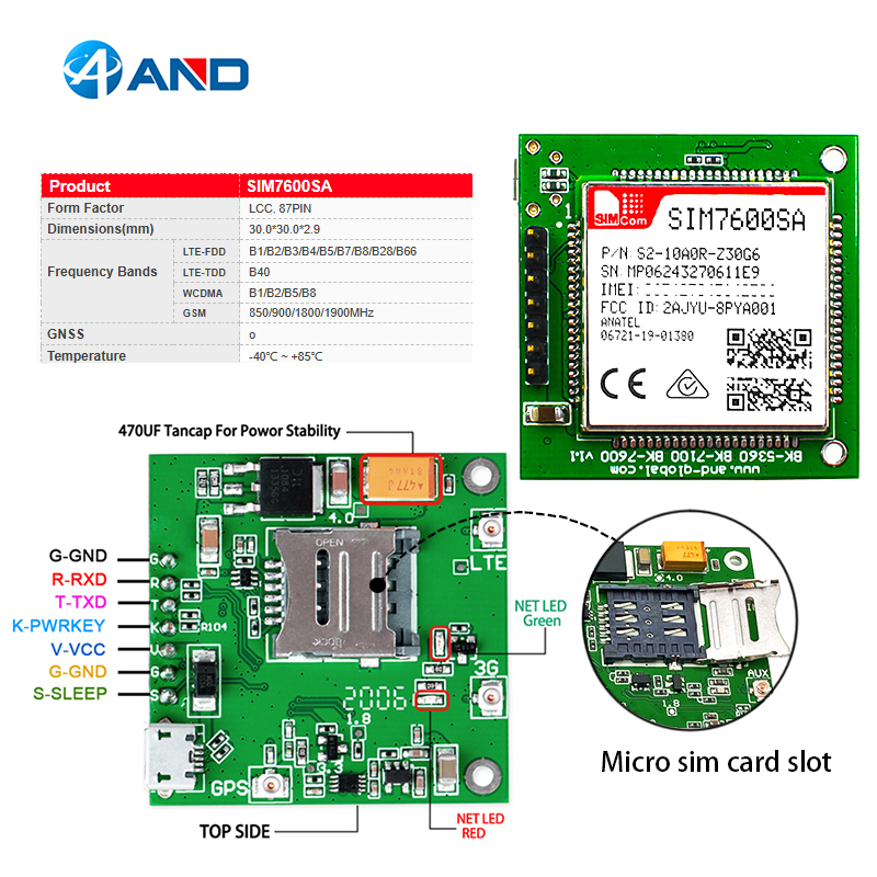 1pc New Sim7600sa Lte Cat1 Mini Core Board 4g With Antennas