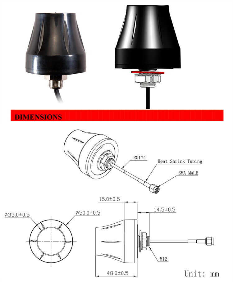 High Efficiency 698~2700mhz Outdoor 4g Cellular Antenna Waterproof Ip67 With Sma Male 1meter 6
