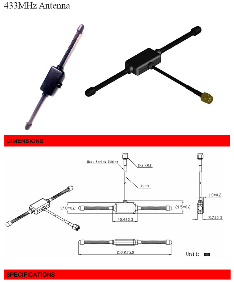 433 Mhz Indoor Antenna,Horn Patch For 433mhz Module Ism Antenna 7